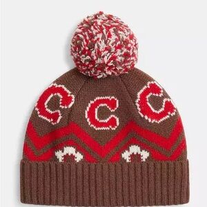 NWT Coach Fair Isle Print Knit Beanie